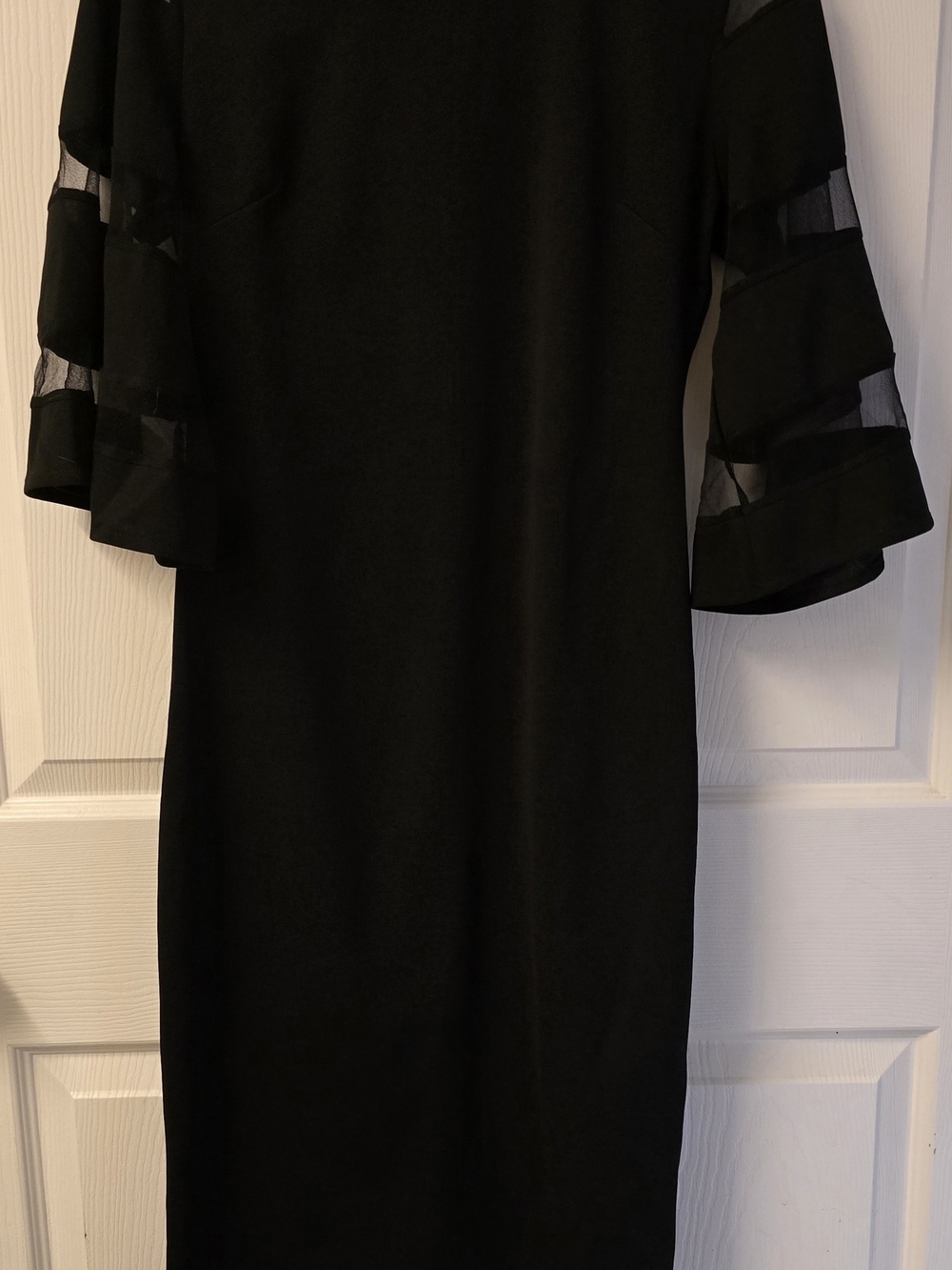 SHEIN Black Midi Dress with Layered Sheer Sleeves